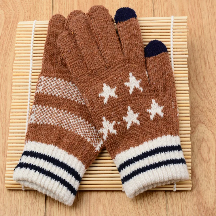 

New Knit Blend Adult men women Female boy girl gloves touch screen cute stars fashion winter gloves touch spot 2MZ12
