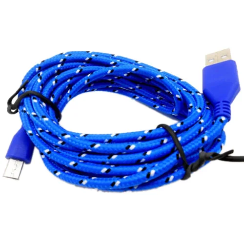 Buy Newest Braided Fabric Mini USB Data&ampSync Charger Cable Cord For Cell Phone lack/White/Red/Purple/Blue/Rose/Orange/Pink/Yellow on