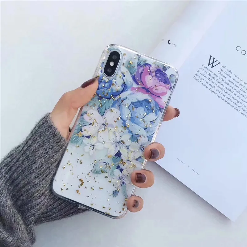 DISCASE свежий золото клей для фольги чехол iphone XS MAX XR Мода блеск цветок Soft Shell X 8 7 6 6s