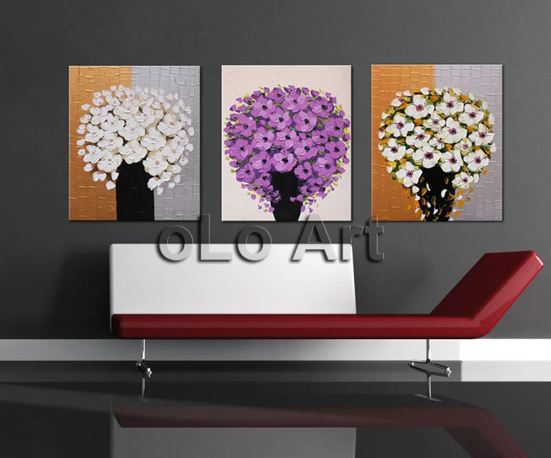 Ручная роспись палитра нож фиолетовый цветок картина маслом на холсте/Высокое