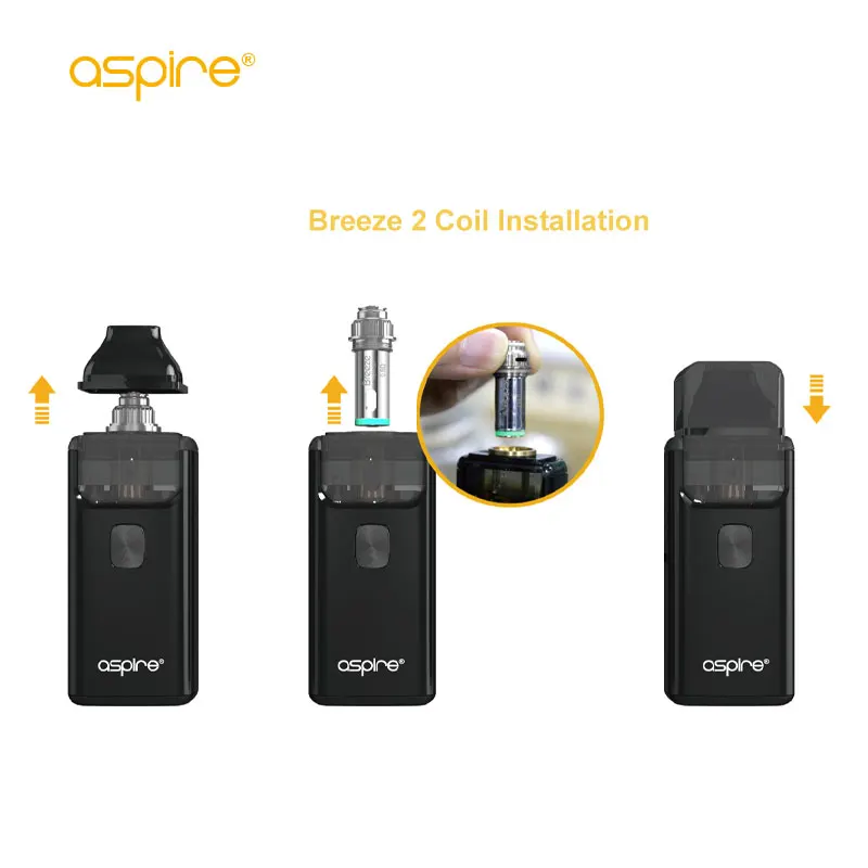 Оригинальный Vape Aspire Breeze 2 AIO Pod Комплект с ветерком Встроенный 1000 мАч