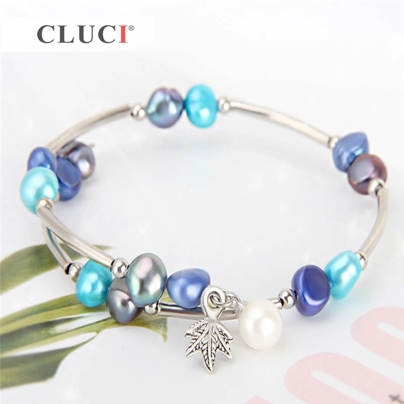 

CLUCI White Freshwater Pearl Bracelets for Women 6-7 mm Beaded Charm Bracelet Femme Jewelry Pearl Bracelets FB1001SB