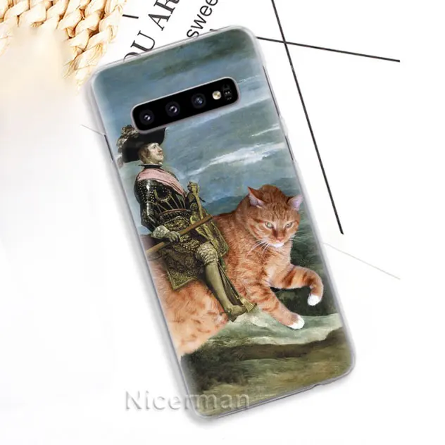 10 Чехол для телефона samsung Galaxy S10e S10 S8 S9 Plus S6 S7 Edge A40 A50 A70 M20, Забавный чехол с рисунком кота, красочная милая твердая обложка - Цвет: 10