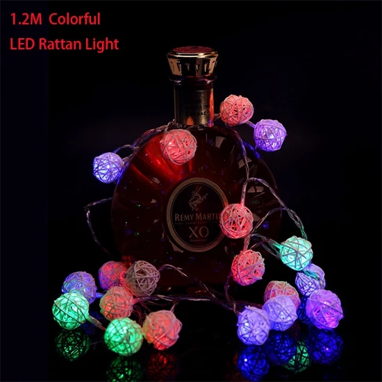 colorful light 1,2 м 10 светодиодный шар из ротанга сказочные декоративные световые гирлянды с днем рождения украшения на батарейках Рождественский Свадебный декор - Цвет: colorful light