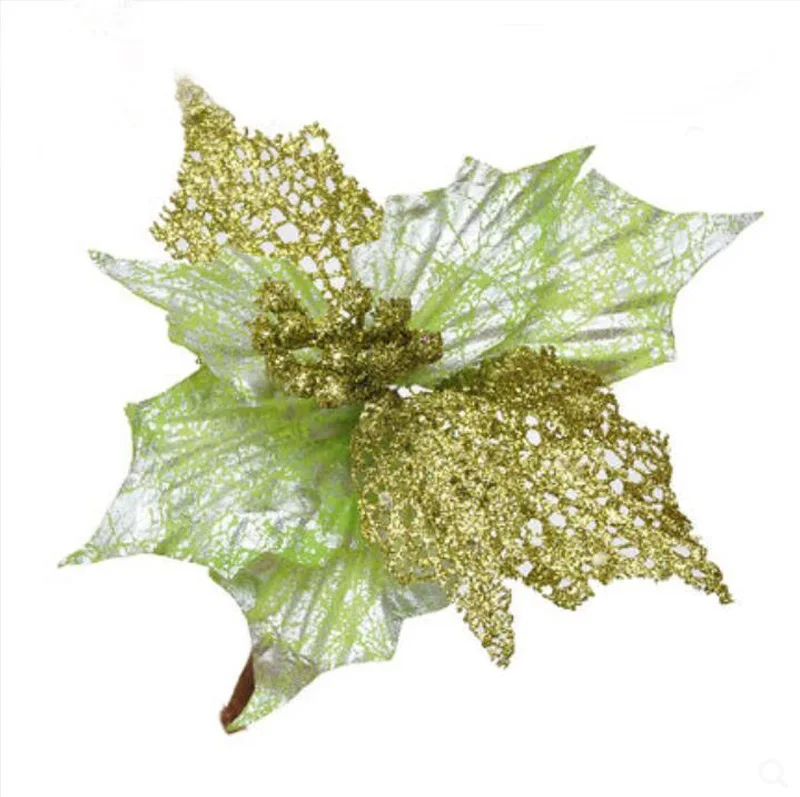 h 5 шт./лот,, Рождество, 22 см, искусственные цветы, блестящие, Poinsettia, украшения для дома, фестивали, рождественская елка, украшения, вечерние принадлежности - Цвет: h