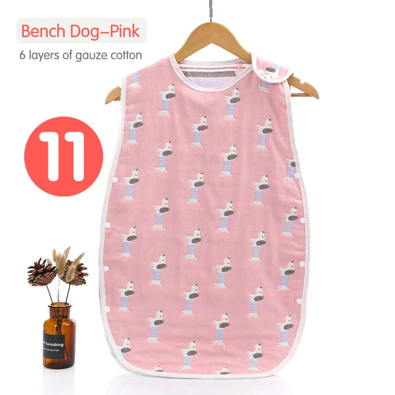 11Bench Dog Pink Спальный мешок для новорожденных, муслин, чистый хлопок, спальный мешок, мягкий жилет без рукавов, спальный мешок, анти-кик, одеяло Saco Be Dormir Para Bebe - Цвет: 11Bench Dog Pink