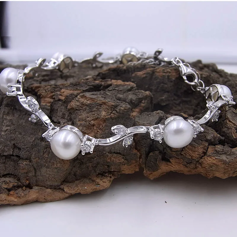 Женский серебряный браслет с 6 натуральными пресноводными жемчужинами 7 5 8 мм|jewelry