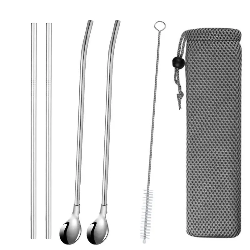 Многоразовые металлические трубочки для питья в качестве помешивая ложкой 304
