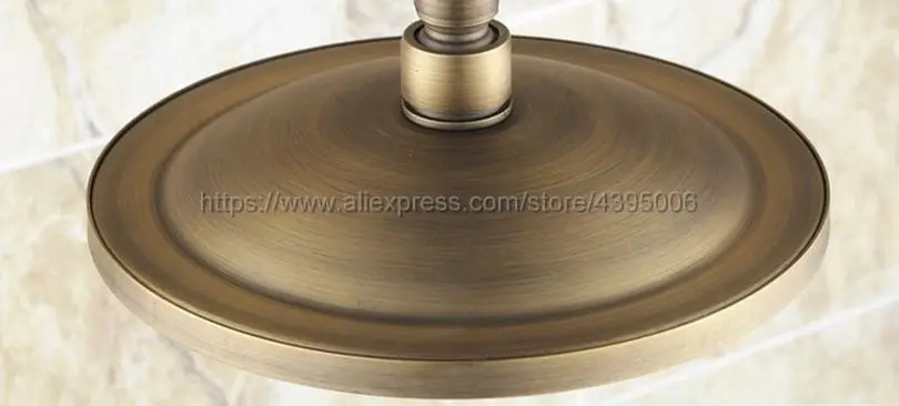 

Antique Brass Shower Set Faucet Wall Mounted 8" Rain Shower Head Faucet Tub Mixer Tap Hand Shower Brs246