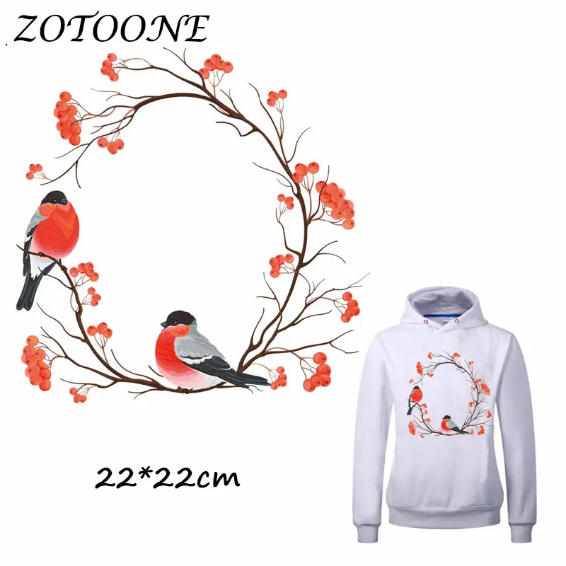 

ZOTOONE Magpies Flower Patch for Clothes T Shirt Ironing on Patches Stickers DIY Heat Transfer Accessory Washable Appliques C