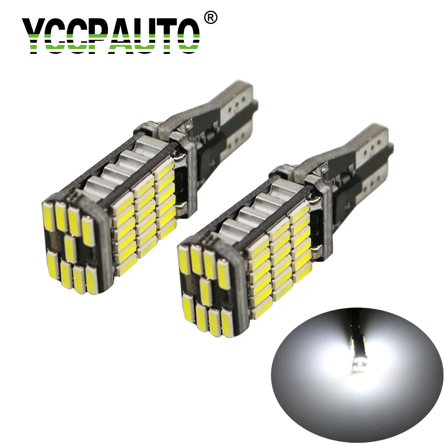 

YCCPAUTO 2Pcs T15 W16W LED Light Bulbs 4014 45smd Car Reverse Lights Additional Brake Lamp White 6500K 12V