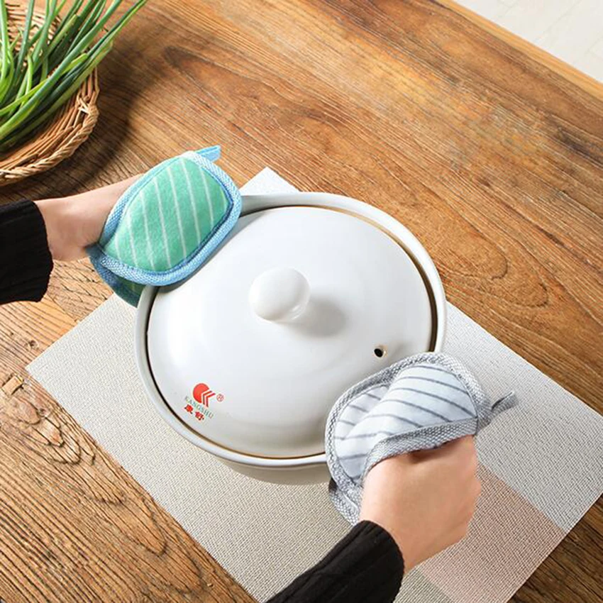 1 шт. Симпатичные Модные Саржевые полосатые кухонные варежки для приготовления