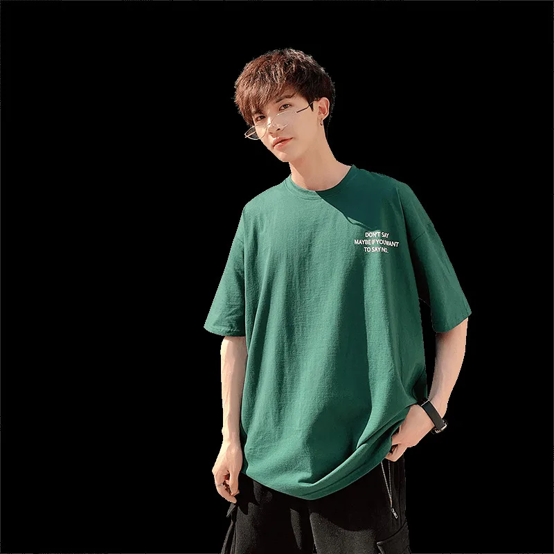 Летняя новая футболка Мужская модная повседневная с круглым вырезом и короткими