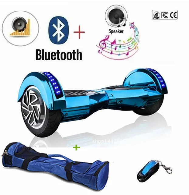 Chrome Гувер доска два Колёса Bluetooth ХОВЕРБОРДА 8 дюймов свет самокат электрический