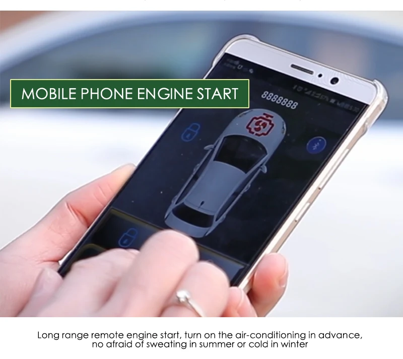 

Keyless Entry Remote Start For Car Car Alarm System Smartphone APP PKE Start Stop Button With 2 Remote Control Central Locking