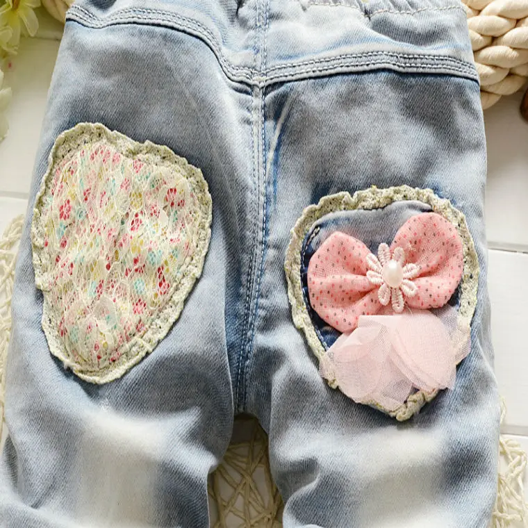 Новинка 2017 года брендовая модная одежда для малышей детские кружевные джинсы с