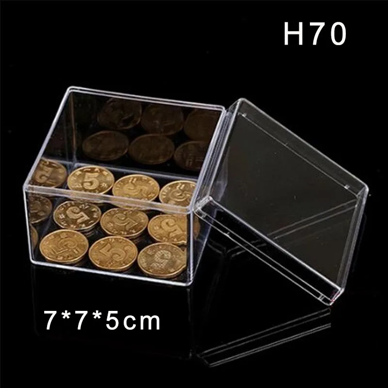H70 7x7x5cm 22 размера маленькие квадратные прозрачные PS пластиковые коробки для хранения для мини ювелирных изделий/бусин/поделок Чехол Контейнер дисплей упаковочная коробка - Цвет: H70 7x7x5cm