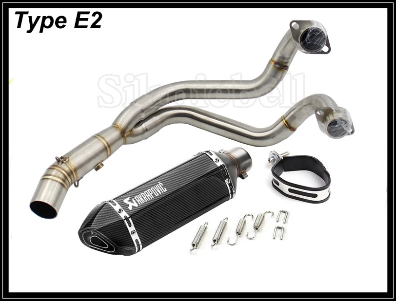 Type E2 MT07 выхлоп Akrapovic выхлоп мотоцикла Escape Moto выхлопная труба без шнуровки полная система для Yamaha MT-07 FZ07 FZ-07 Tracer XSR700 - Цвет: Type E2