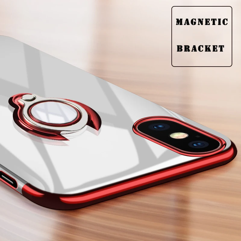 Luxury Magnetic Ring Stand Case For Iphone 6 6S 7 8 Plus Full Cover X XS MAX XR Plating Soft Tpu Phone |