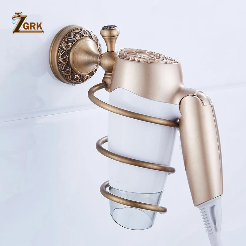 zgrk all copper brushed bathroom series european modern towel ring toilet paper holder cup holder robe hook bathroom hardware free global shipping