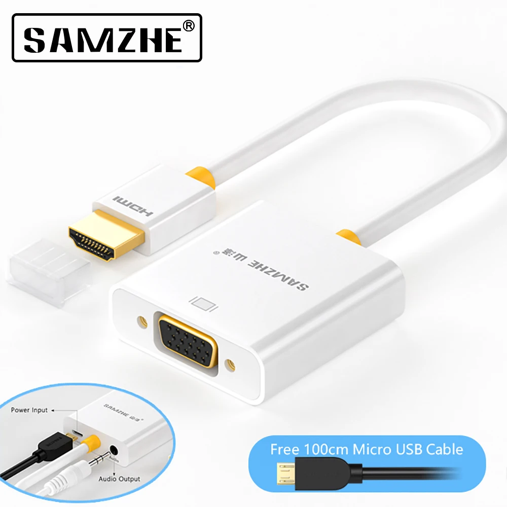 SAMZHE HDMI VGA Ада P тер конвертер 1080 Аудио and видео кабель с Питание аудио ou UT для