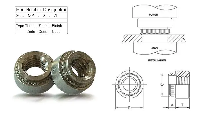 S-M2.5-0/1/2 S-M4-0/1/2 SS-M5-0/1/2 1000 шт Цинковый покрытый карбоновый Сталь заклепок гайки