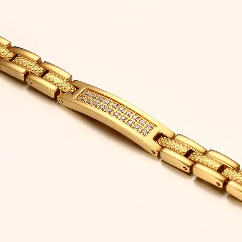 Vnox Для женщин здоровья браслет золото-цвет cz Камни Магнитная Мощность Браслеты