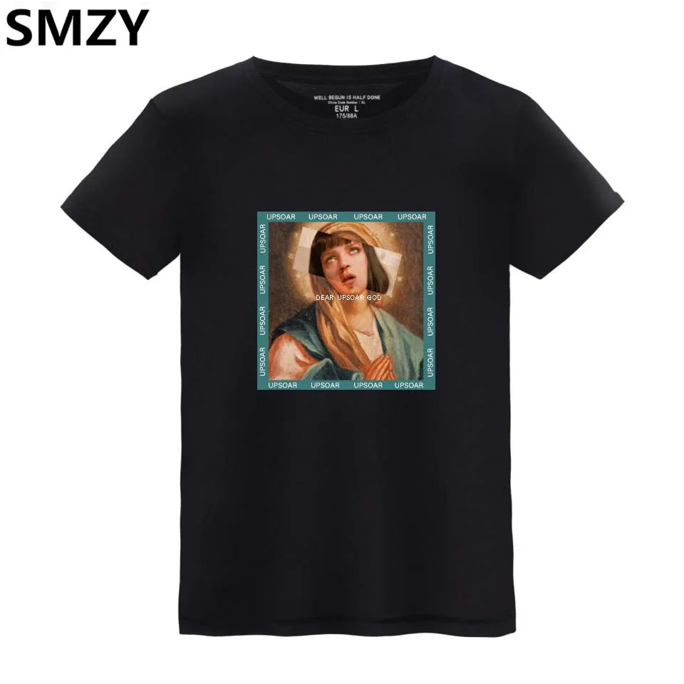 QJM Virgin Mary/Женская хлопчатобумажная рубашка с коротким рукавом Повседневная