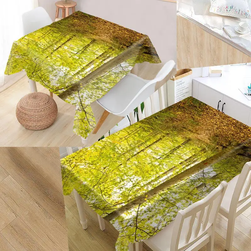 Custom forest Pattern Tablecloth Waterproof Oilproof Rectangular Home Wedding Textiles #XYZ98K | Дом и сад