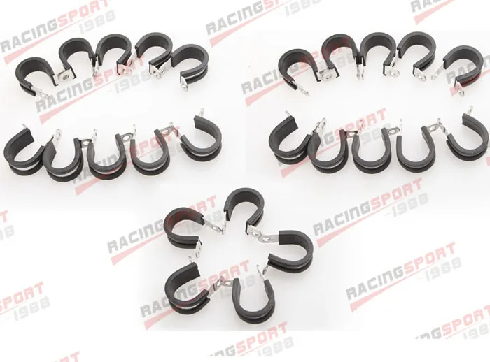 

25PCS Cushioned Hose Mounting Clamp Loop Strap 304 Stainless Steel 1 7/8" Black