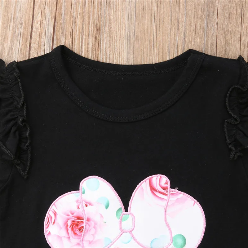 Cute Kid Baby Girl Mini Mouse Clothes T-shirt Tops +Flower Shorts Sunsuit Outfit Set Ruffles Short Sleeve Cotton Summer | Детская одежда