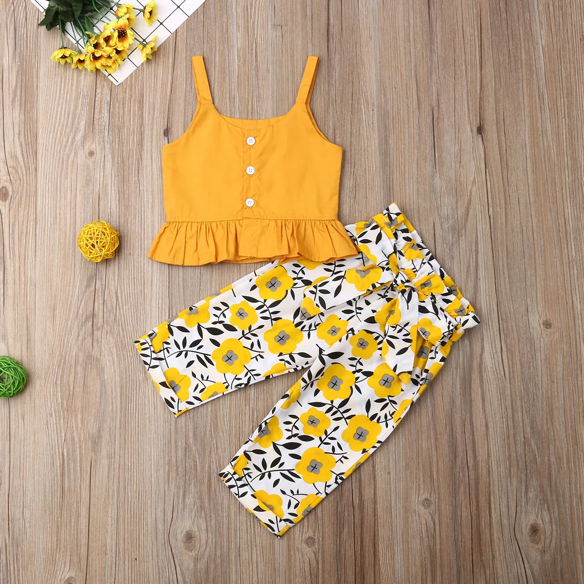 PUDCOCO одежда для маленьких девочек кроп-топ на бретельках длинные брюки летний