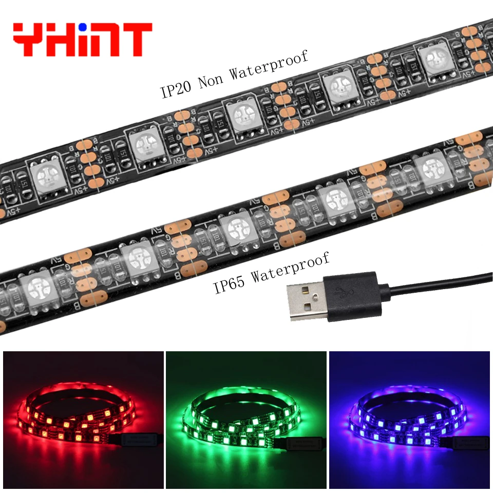 5 в USB мощность 5050 60led/m RGB цвет сменный черный PCB 0 м 1 2 SMD светодиодные полосы ТВ