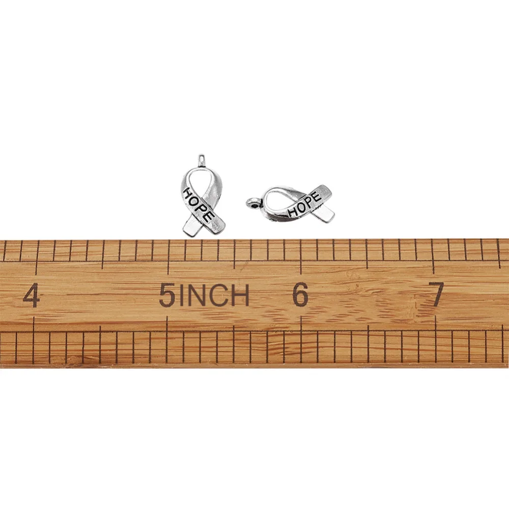 Tibetan Silver Color Bronze Tone Especial Hope Breast Cancer Awareness Ribbon Charms Pendants for Jewelry Necklace Making | Украшения и
