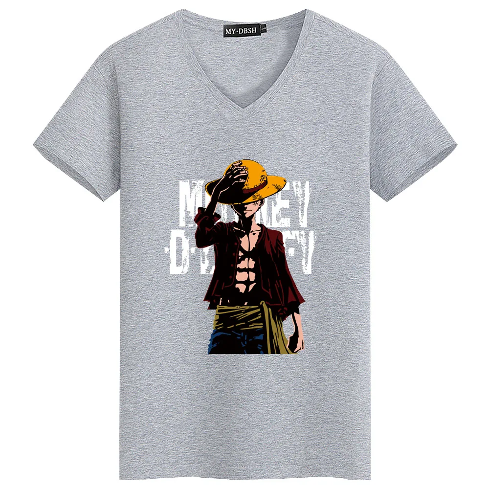Цельная футболка с коротким рукавом Luffy Straw Японские Аниме футболки круглым