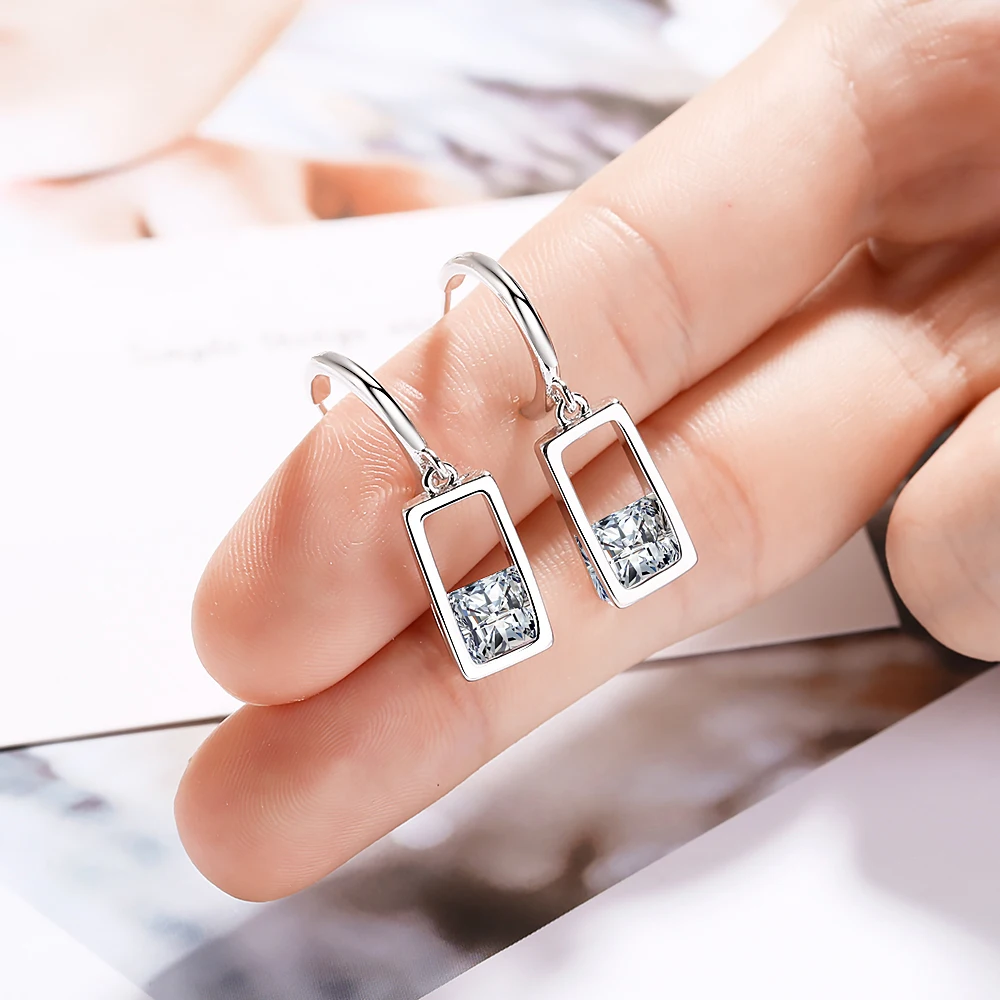 Геометрические Квадратные серьги циркониевые в форме капли искусственные