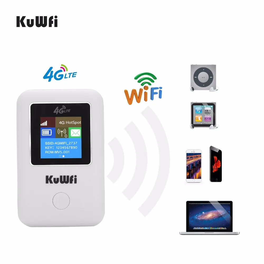 KuWFi 4G Wi Fi маршрутизатор sim карта Карманный LTE мини наружные роутеры автомобильный
