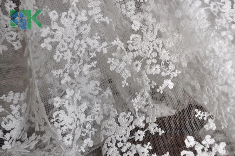 1 yard Lace 2016 New white Floral cotton embroidered lace fabric organza mesh fabrics 130cm wide Free shipping | Дом и сад