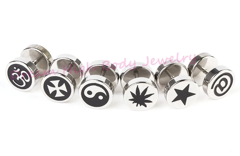 

Женские серьги-гвоздики из нержавеющей стали, серьги для ногтей, смешанные логотипы, штанга, Готическая Круглая Простая фальшивая заглушка ...