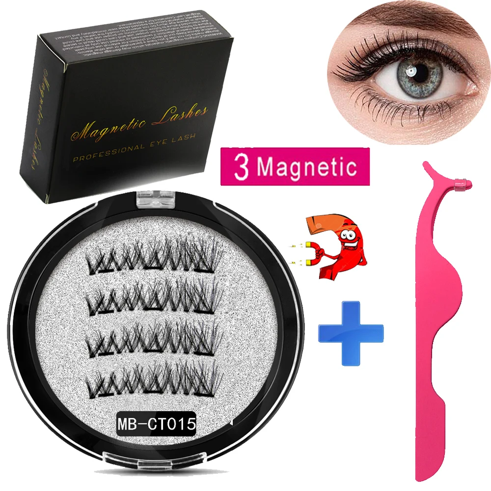 MB Magnetic eyelashes Set with 3 magnets handmade 3D/6D magnetic lashes natural false eyelashes magnet lashe with gift box MB-CT