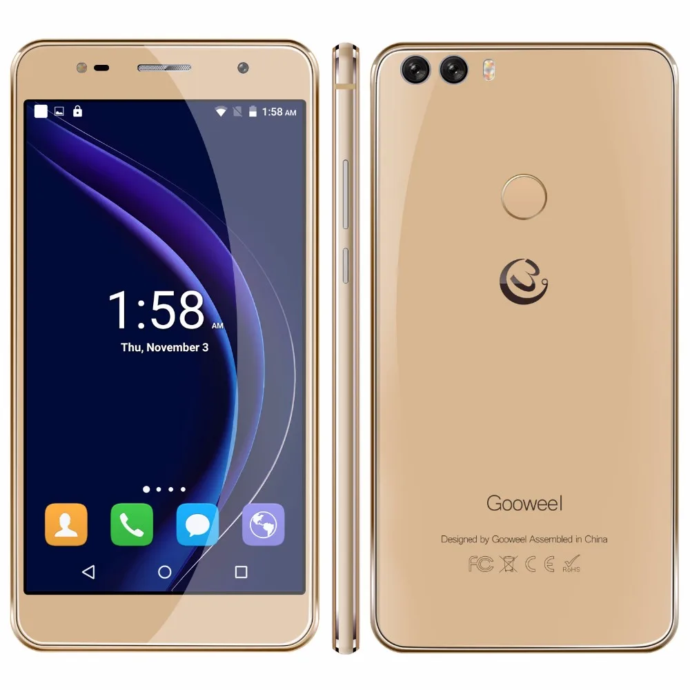 Free GIFT Gooweel M8 Cell phone Dual 2.5D Glass 5.5 inch HD IPS MTK6580 quad core Mobile Fingerprint ID13.0MP smartphone | Мобильные