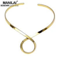 manilai unique chic alloy choker necklace for women fashion torques bib collar simple necklaces maxi jewelry accessories ce3952