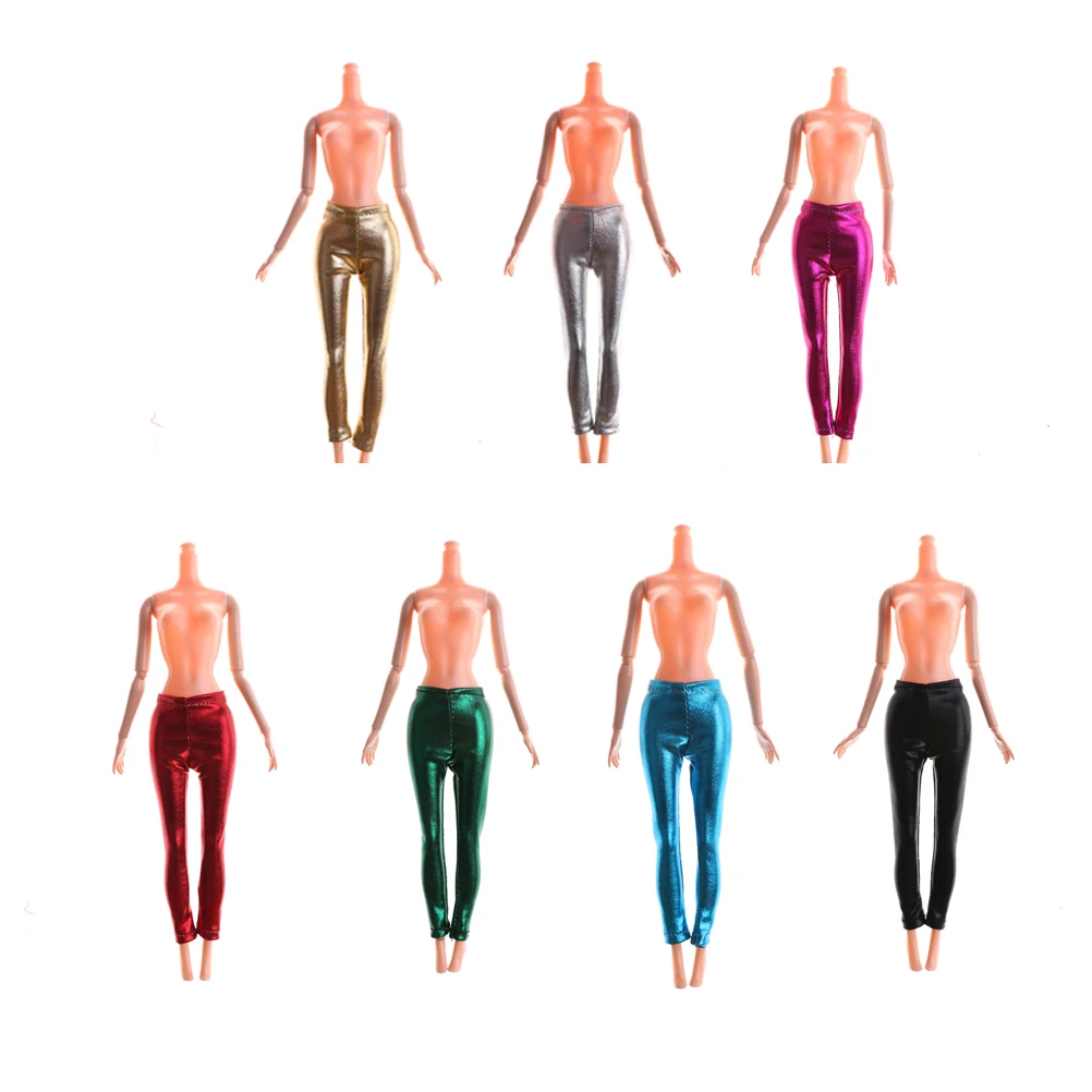 

1 PCS Candy Color Leather Elastic Bottom Pants Clothes Trousers For Barbie Doll