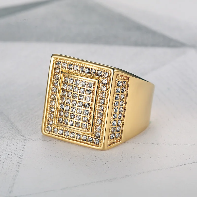 Размер 7 15 микро проложенные AAA CZ камень Bling хип хоп кольца Большие широкие из