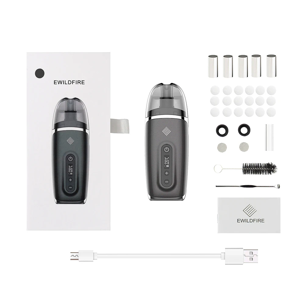 

Original Ewildfire dry herb vaporizer kit Built-in 2200mah Battery Vape Pen With glass mouthpiece Herbal Vaporizer