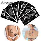 6 шт. трафарет для татуировок с полым хной, звезда, луна, дизайн, Временный трафарет, Аэрограф, ручка, тело, рисование, трафарет для татуировок, Женский трафарет, 200 #19