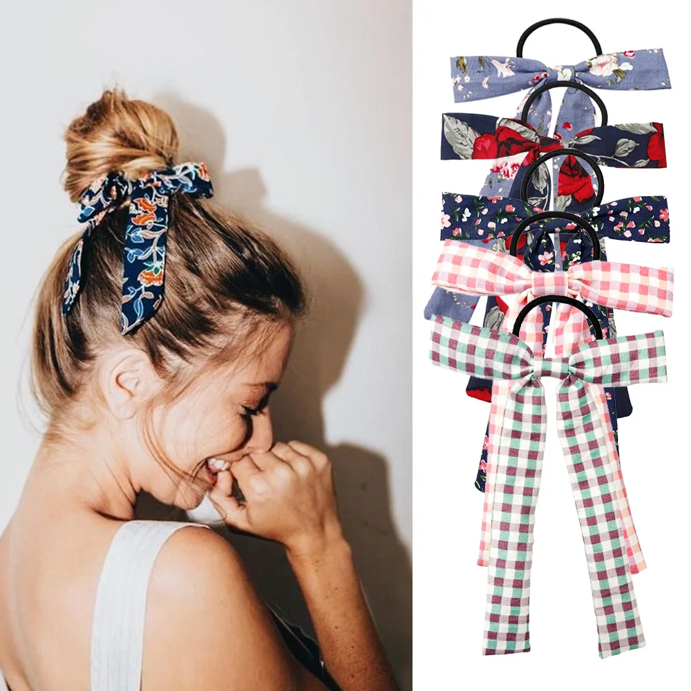 CN аксессуары для волос резинки женщин тканевый держатель с принтом эластичные