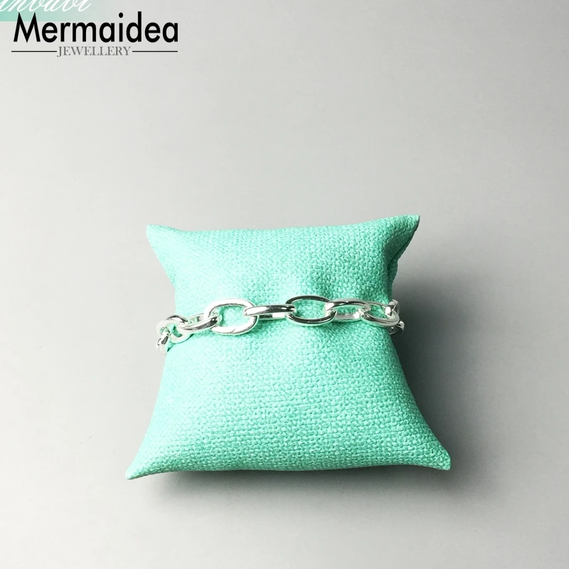 Браслет из звеньев цепи с серебряным покрытием длиной 20 см для женщин и мужчин