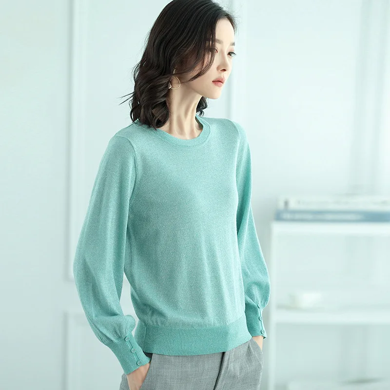 Suvance осень офисные женские туфли вязаный 3 сплошной цвет свитер Мода О образным