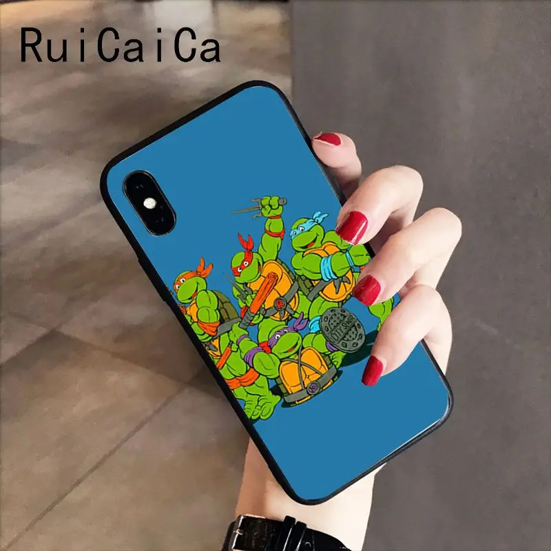 RuiCaiCa подростковый мутант ниндзя черепашки мягкий черный чехол для телефона iPhone 5 5Sx 6 7 7plus 8 8Plus X XS MAX XR 10 Чехол